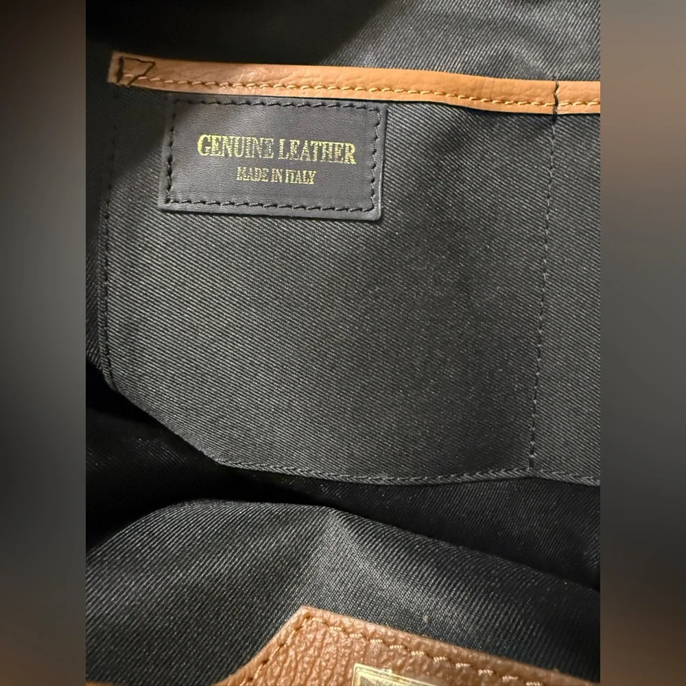 La Via Firenze Hobo Tote Genuine Leather with shoulder strap Camel Brown Suede